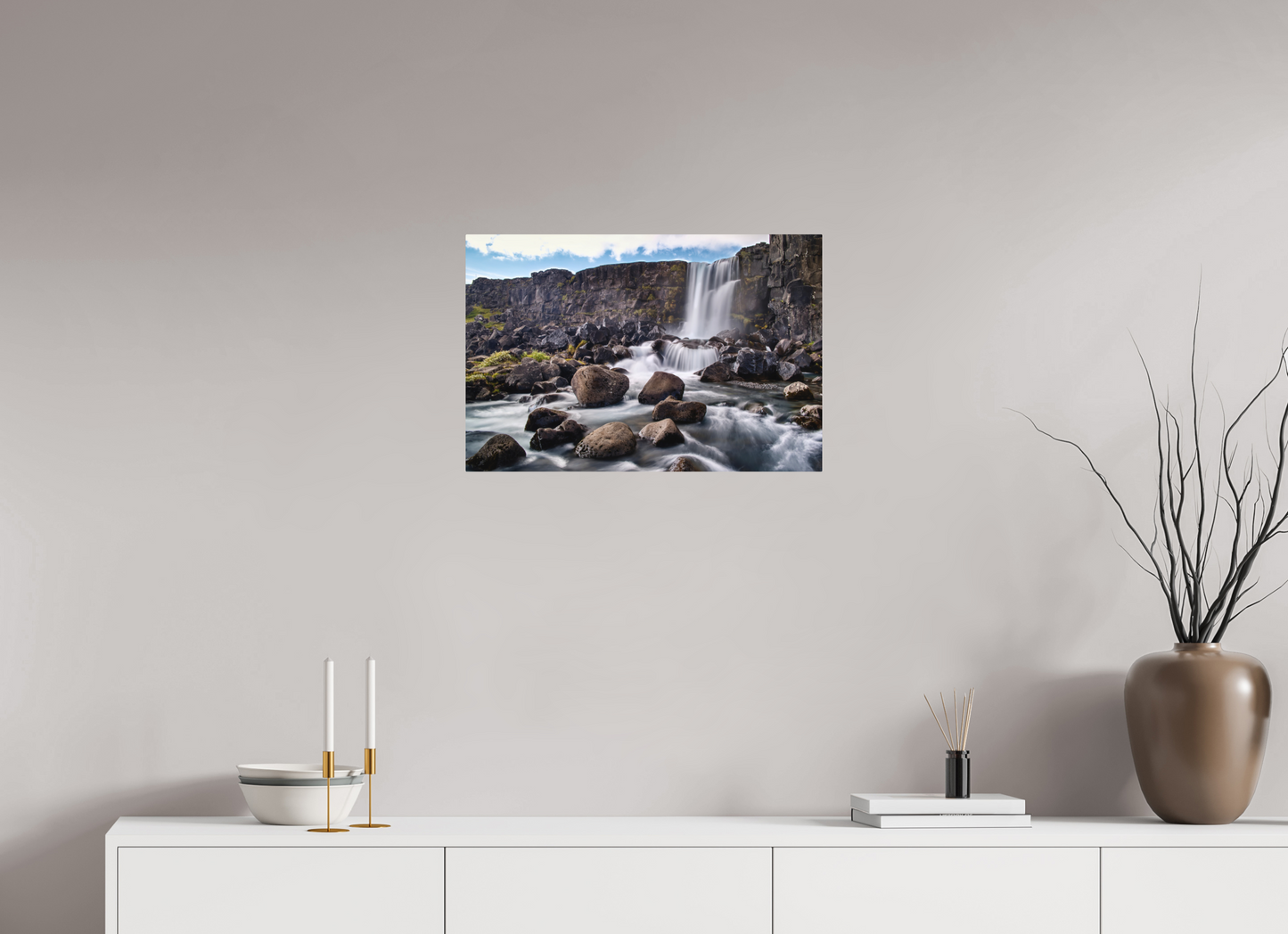 24 x 16″, Metal Print Öxarárfoss