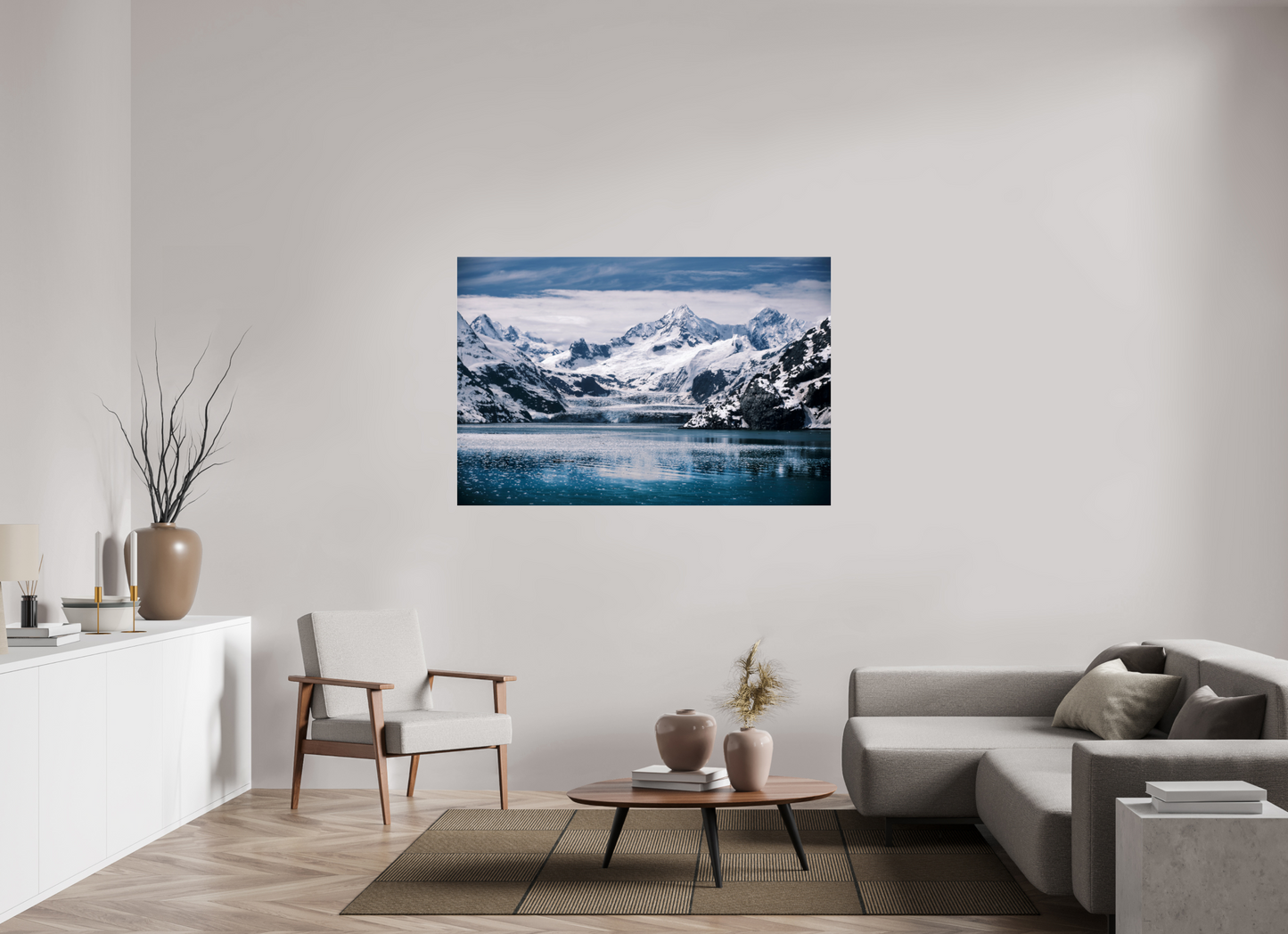 60 x 40″, Metallic Photo Print under Acrylic John Hopkins Glacier