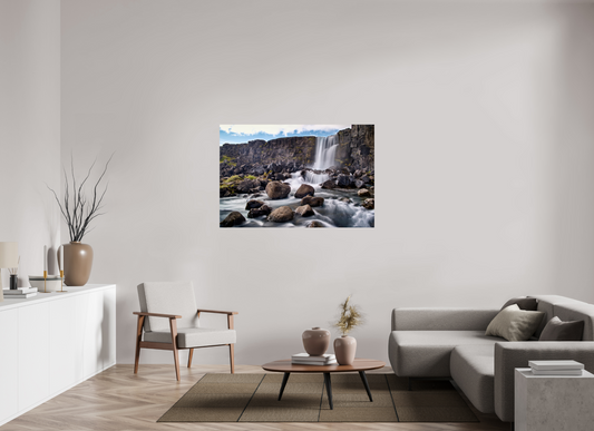 54 x 36″, Metallic Photo Print Öxarárfoss