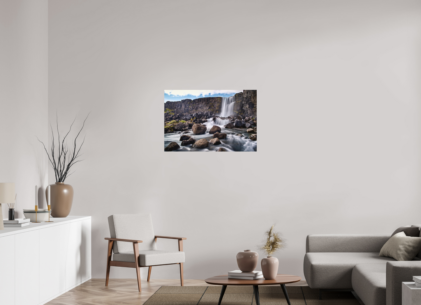 36 x 24″, Metal Print Öxarárfoss